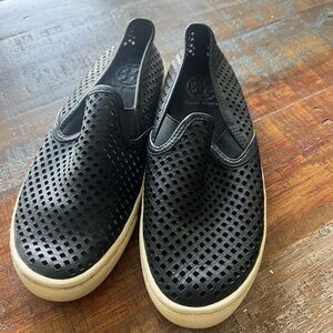 Tory Burch Black Slip-On Perforated Shoes